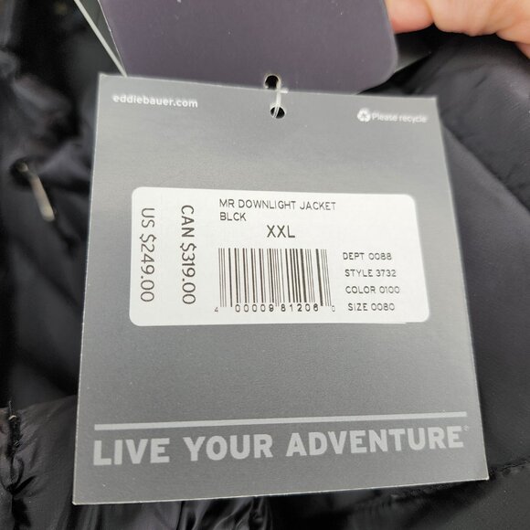 NWT!! Men's Eddie Bauer Down Pertex Quantum First Ascent Puffer Jacket BLACK - Picture 11 of 12